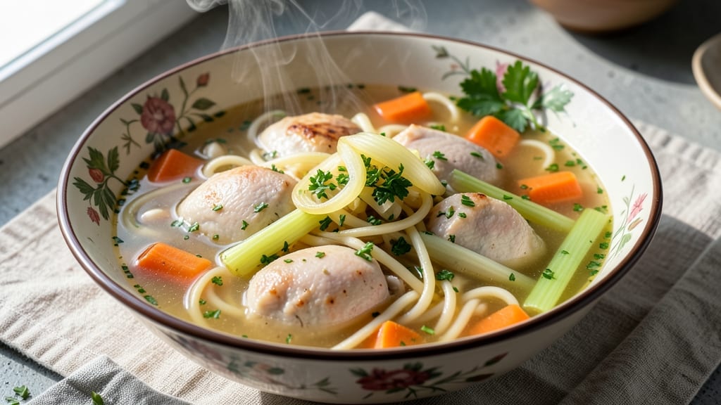 American Chicken Noodle Soup Recipe: Homestyle Warmth With Celery Crown Crunch