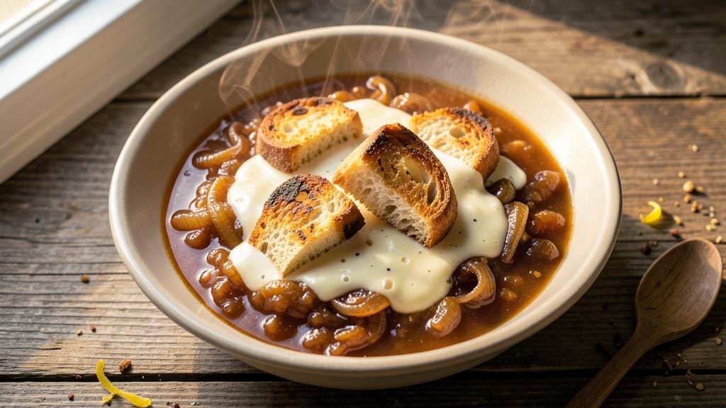 Applebee's Onion Soup Recipe: Crispy Celery Crown Topping Over Creamy Velout