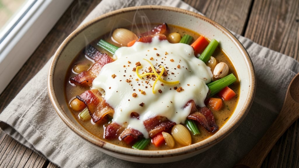 Bacon Cheese Soup Recipe: Crispy Bacon Bits and Melty Cheese Swirls