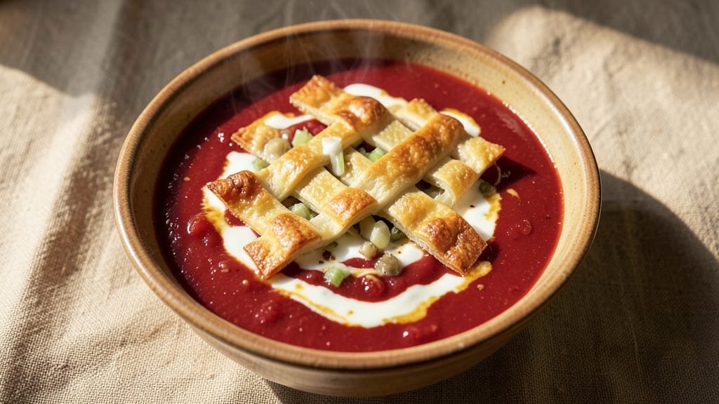 Baker's Crust Tomato Cheese Soup Recipe: Crispy Celery Crown Topping Magic