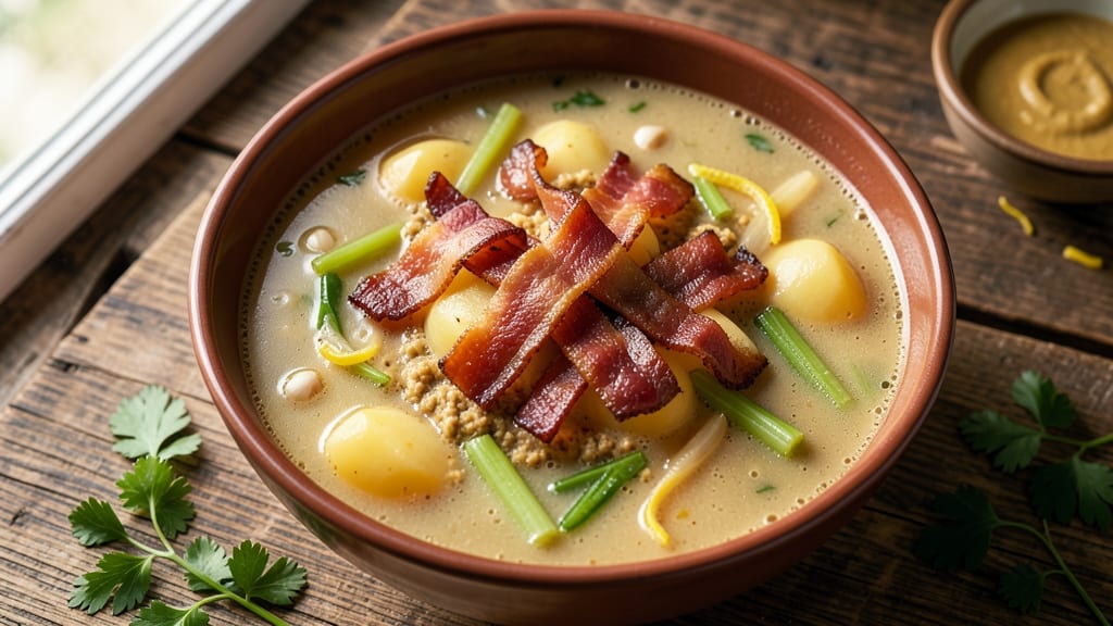 Best Potato Soup Recipe From Scratch: Crispy Bacon Bits and Creamy Celery Crown Crunch