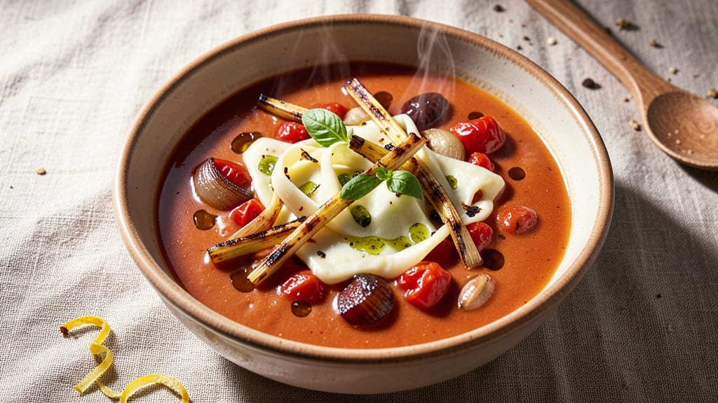 Au Bon Pain Tomato Florentine Soup Recipe: Herb-Infused Creaminess With Crispy Celery Crown