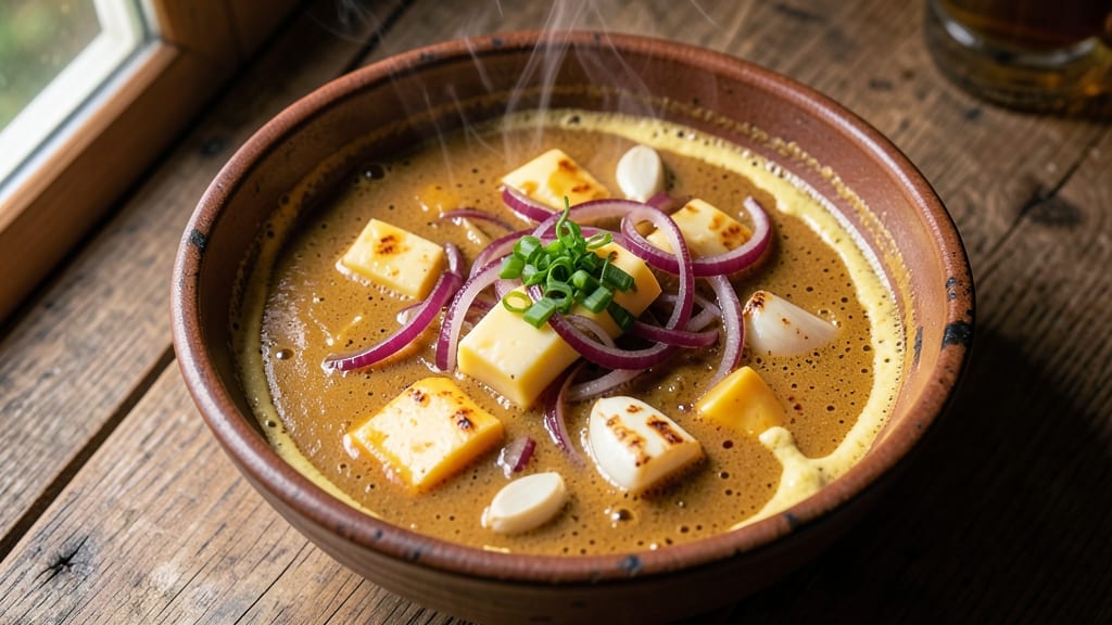 Biergarten Epcot Beer Cheese Soup Recipe: Crispy Pretzel Topping and Malty Depth