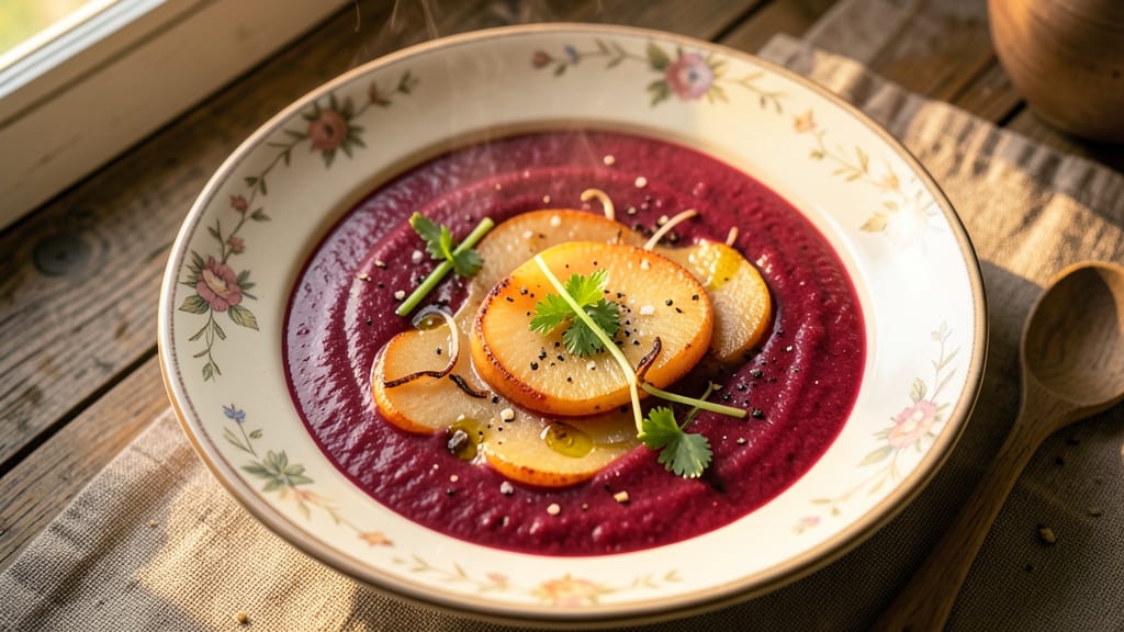 Beetroot and Apple Soup Recipe: Earthy-Sweet Harmony With Celery Topping