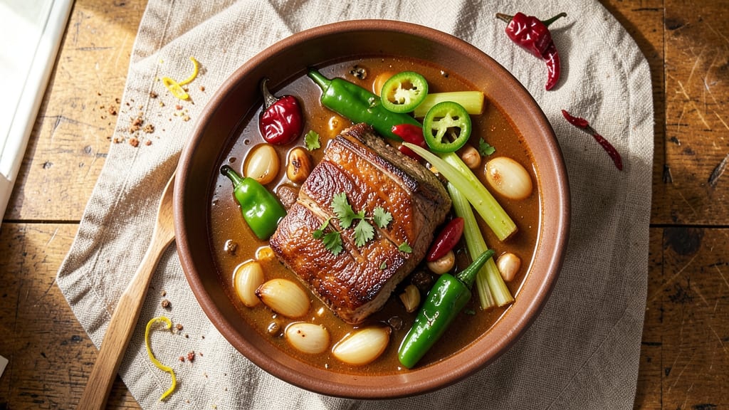 Beef Pepper Pot Soup Recipe: Smoky Spice-Packed Stew With Celery Crown Crunch