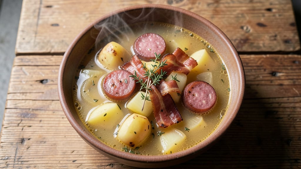 Authentic German Potato Soup Recipe: Savory Sausage and Celery Root Swirl