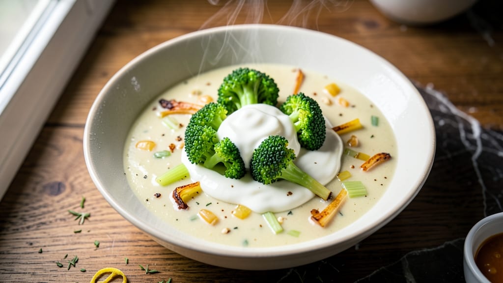 Award Winning Cream of Broccoli Soup Recipe: Velvet Creaminess with Crisp Celery Crown Topping