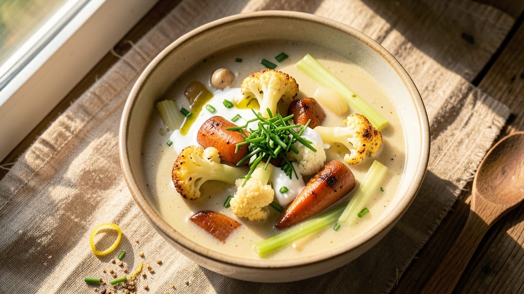 Pioneer Woman's Best Cauliflower Soup Recipe Ever: Smoky Garlic Roast Base With Crispy Celery Topping