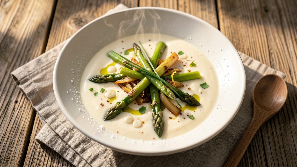 Barefoot Contessa Asparagus Soup Recipe: Herbed Velouté With Crispy Celery Crown