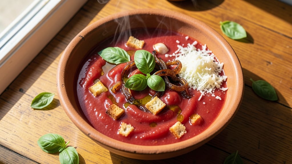 Authentic Italian Tomato Soup Recipe: Simmered San Marzano Sweetness With Fresh Basil Zing