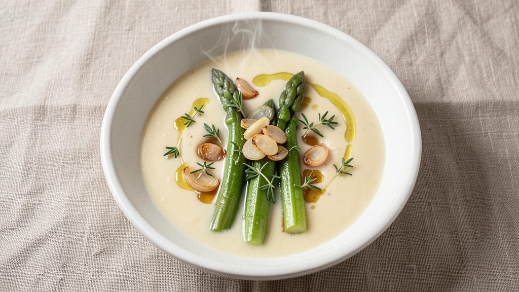 Asparagus Stalk Soup Recipe: Earthy Green Velout With Crispy Topping Magic