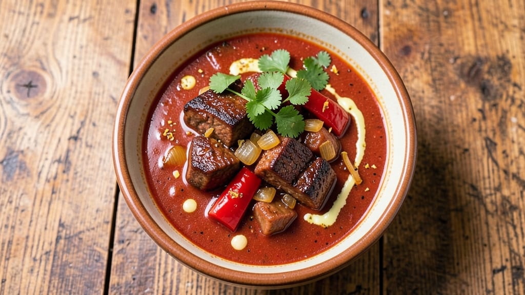 Beef Picadillo Soup Recipe: Smoky Tomato-Braised Beef with Celery Crown Crunch