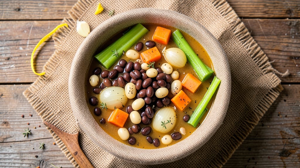 Bean Soup Bag Recipe: Crunchy Celery Crowns in Creamy Broth