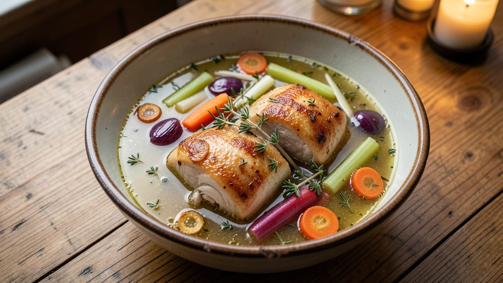 Alpine Village Chicken Soup Recipe: Crispy Celery Crowns and Herbed Comfort