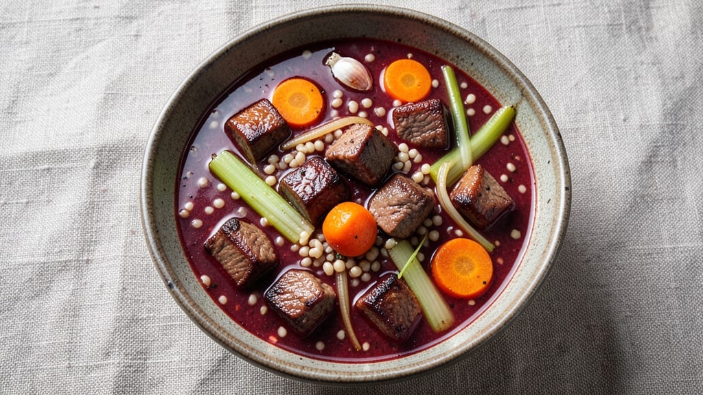 Beef Barley Soup Recipe With Red Wine: Deep-Red Wine Simmer for Hearty Flavor